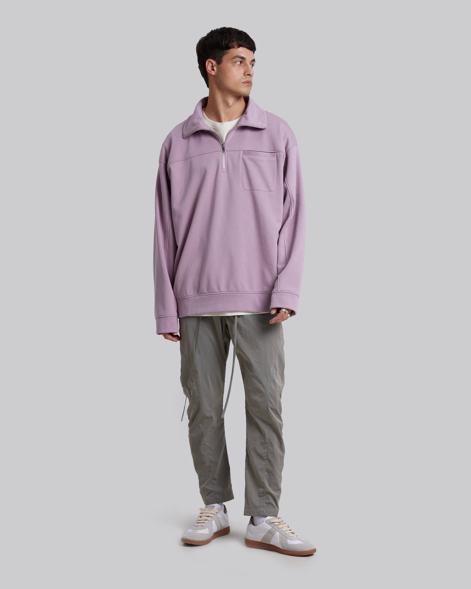 All-Cotton Long-Sleeve Sweatshirt - Dusty Purple, XL image