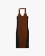 Stretchy Knit Dress - Saddle Brown, S image