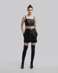 Faux Crocodile-Leather Skirt - Black, S image
