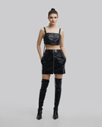 Faux Crocodile-Leather Skirt - Black, S image