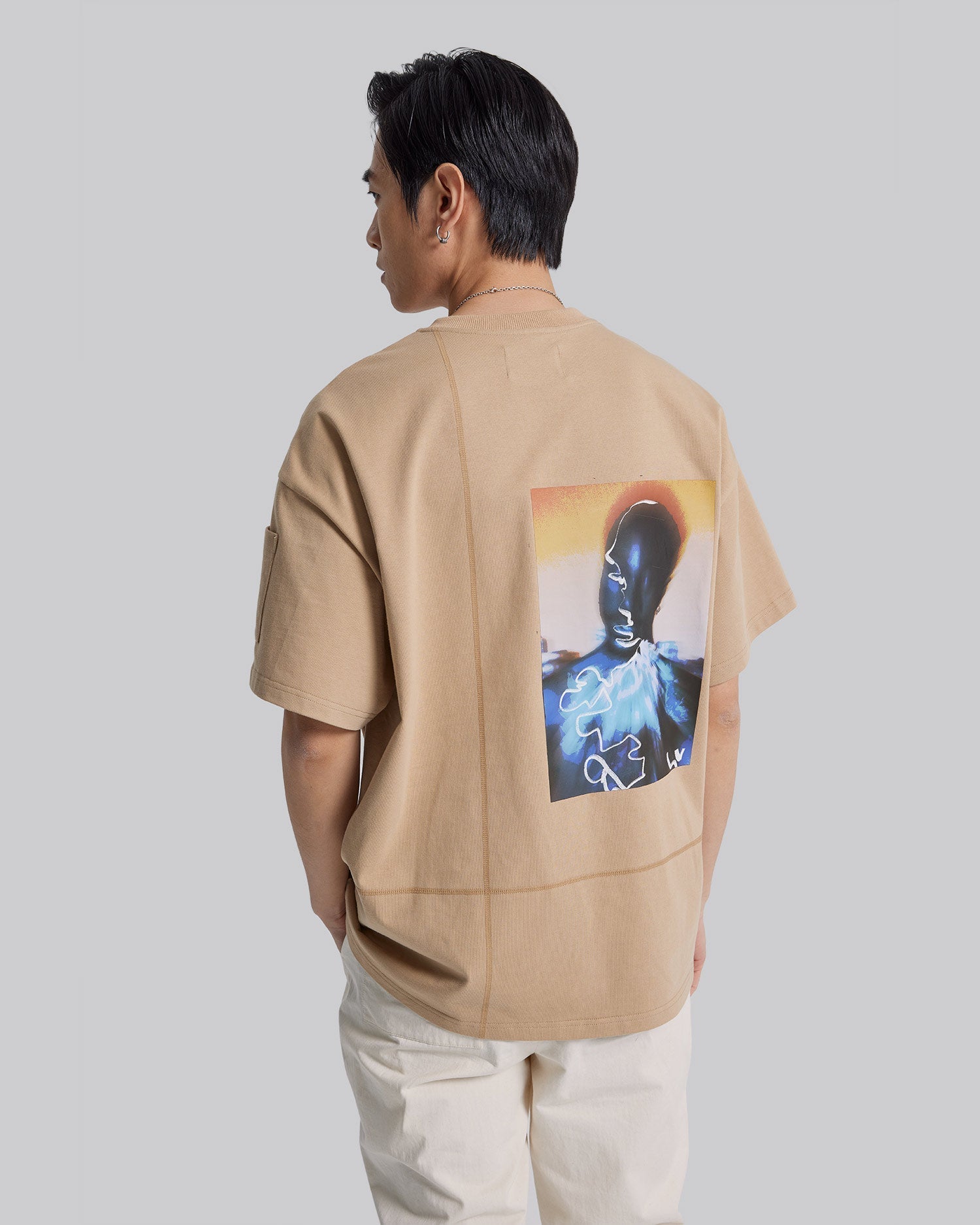 Paneled T-Shirt with Graphics image 1