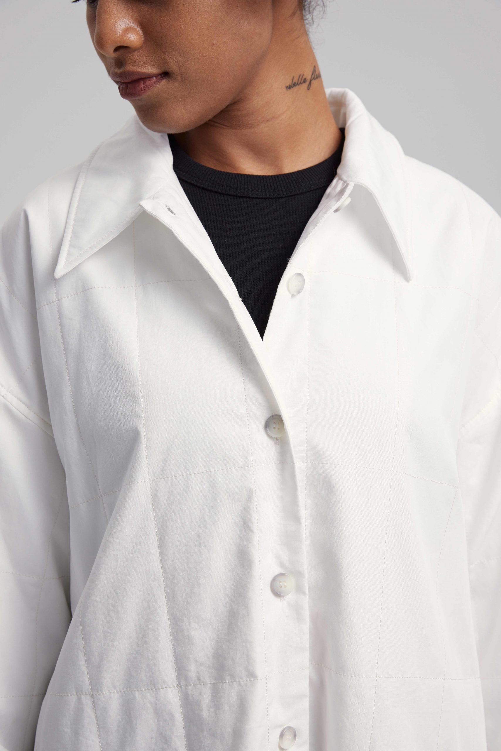 Quilted Shirt in White image 3