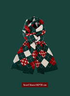 Winter Retro Warm Christmas Plaid Scarf - Teal, OS image