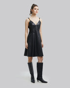 Faux-Leather Knee-Length Dress - Black, M image