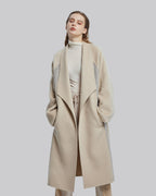 Beige Boxy Lapel Wool Coat image 1