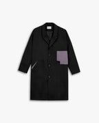 Diamond-Shape Pocket Long Coat - Black, L image