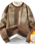 Fleece Lined Crewneck Sweatshirt - Brown, 4XL image
