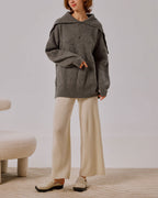 Wool Buttoned Pullover - Dark Grey, XL image