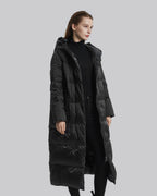 Calf-Length Hooded Jacket - Black, XS image