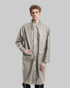 Multi-Pocket Leather-Like Long Coat image 2