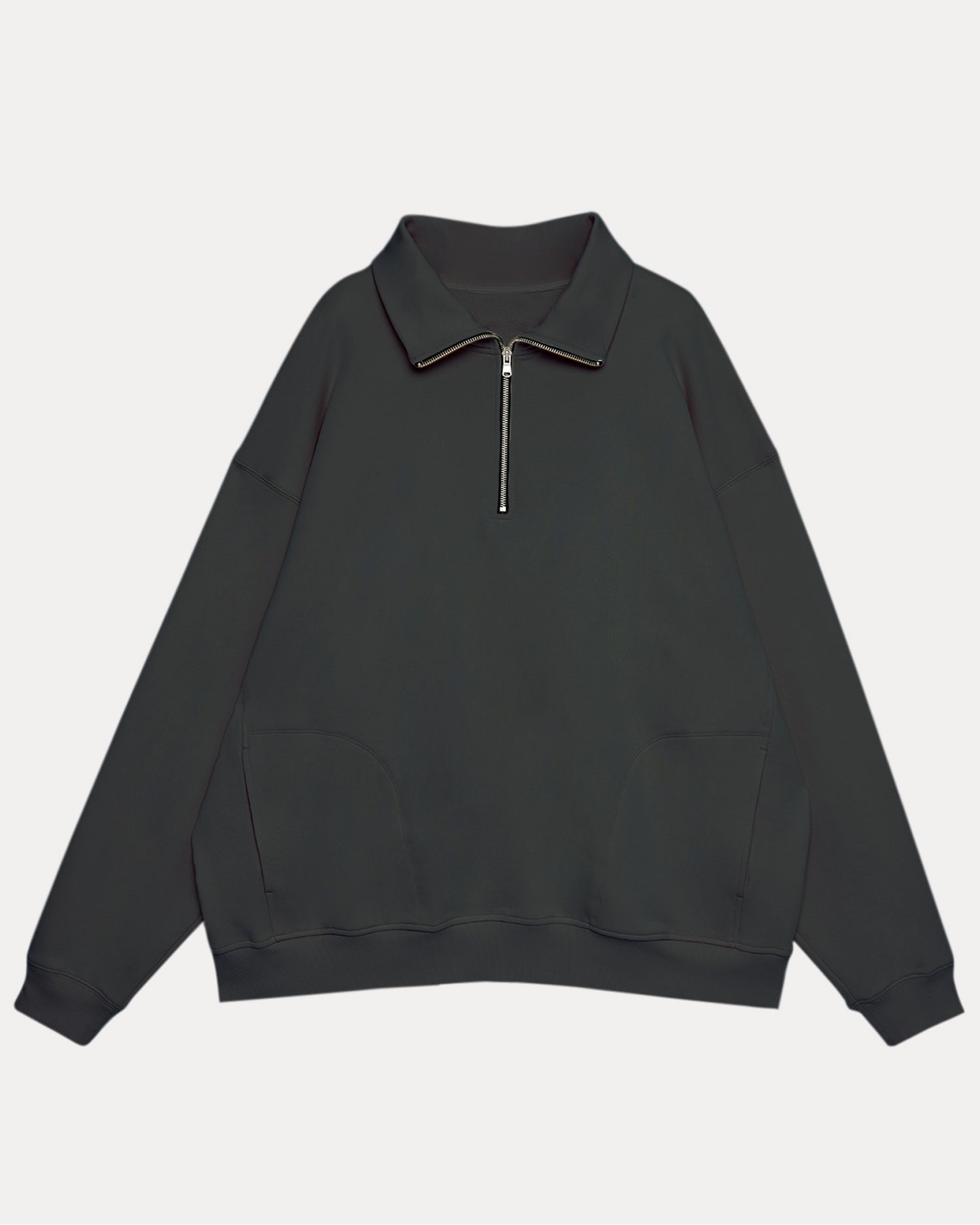 1 × Plain Half-Zip Sweatshirt - Charcoal, M image
