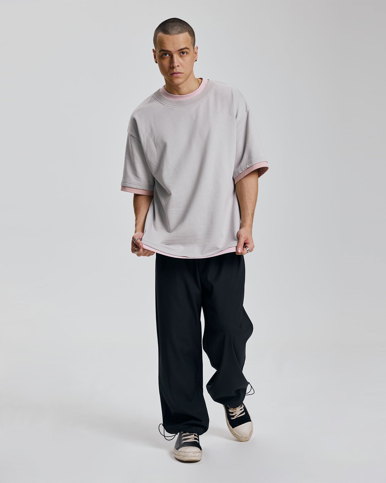 Layered Effect Skate T-shirt - Platinum &amp; Pink, XL image