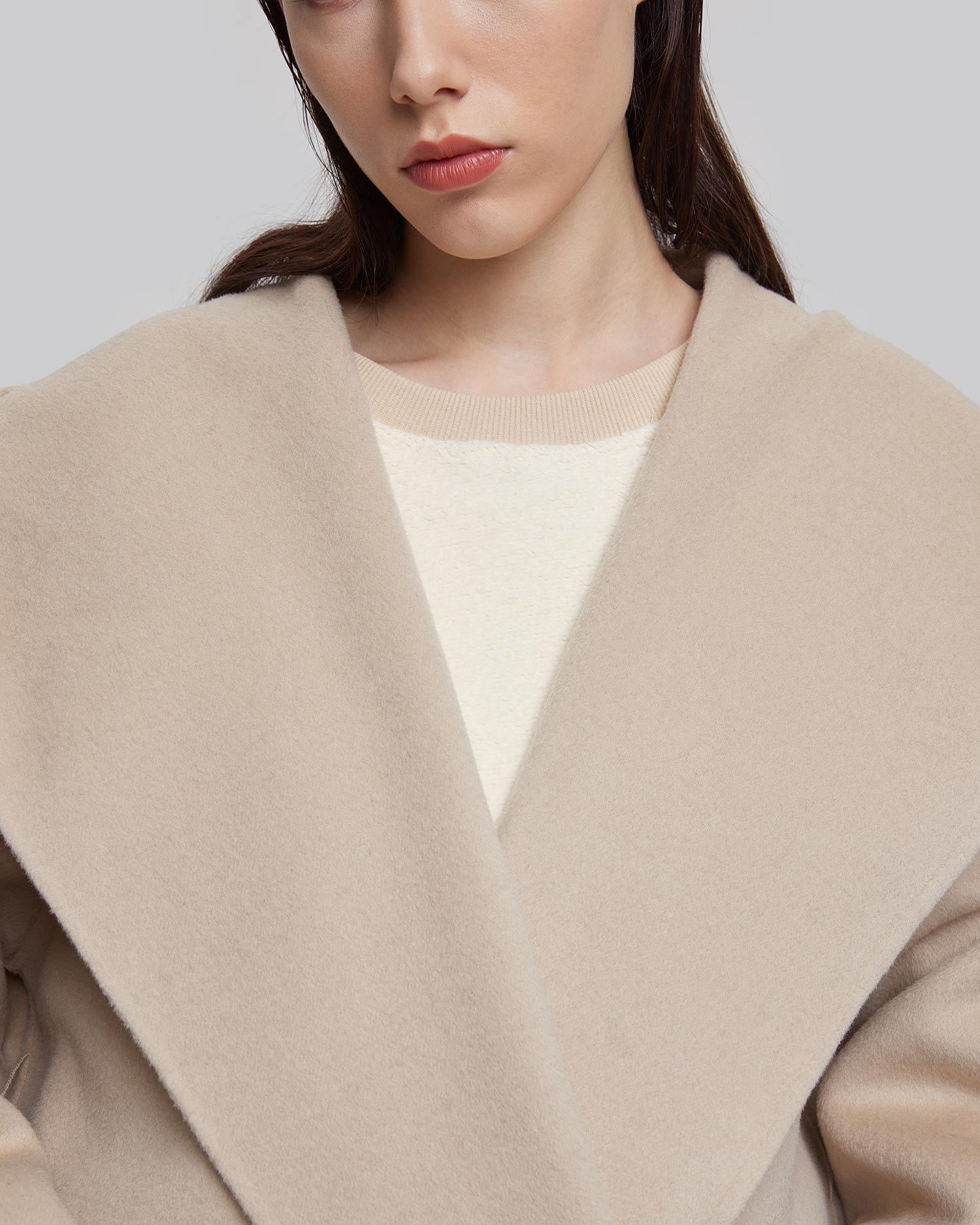 Hooded Long Wool Wrap Coat image 4