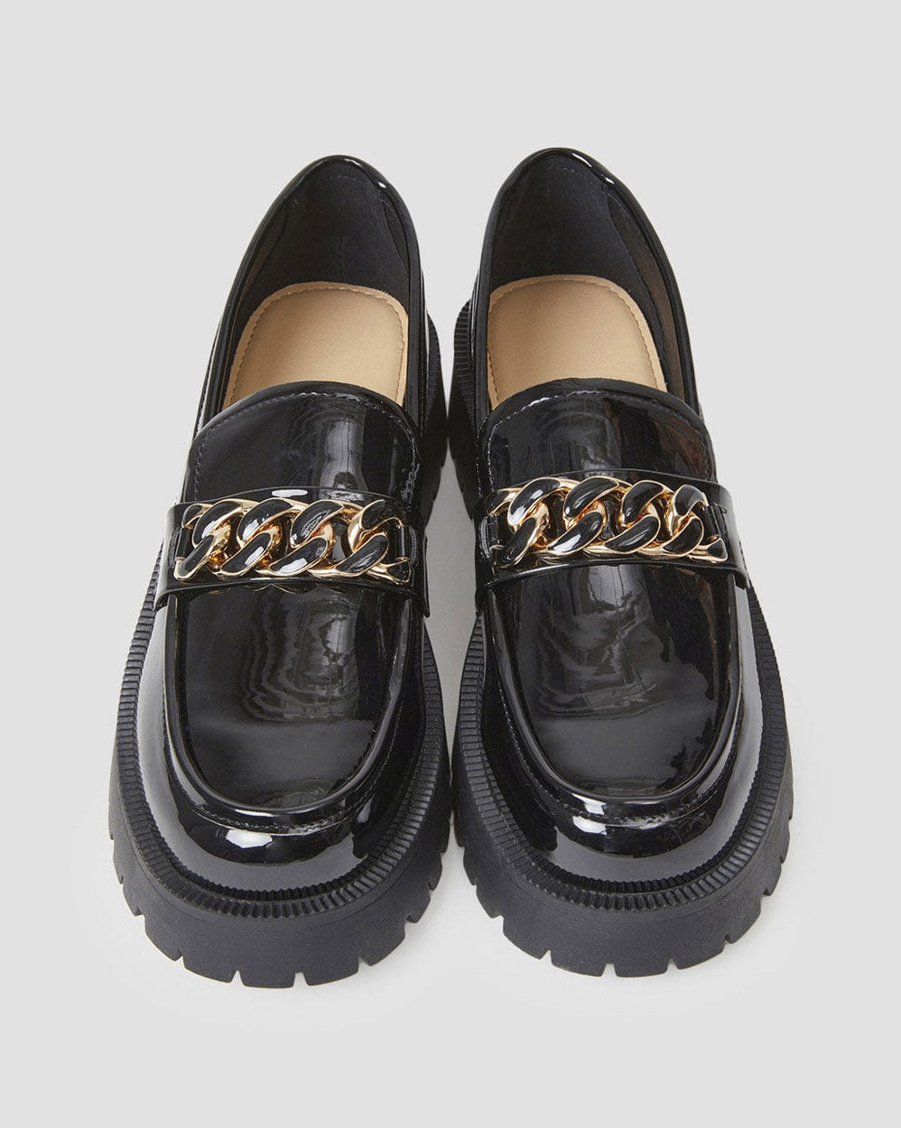 Chain Strap Platform Loafers - Black, 5 image