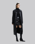 Faux-Leather Long-Coat - Black, M image