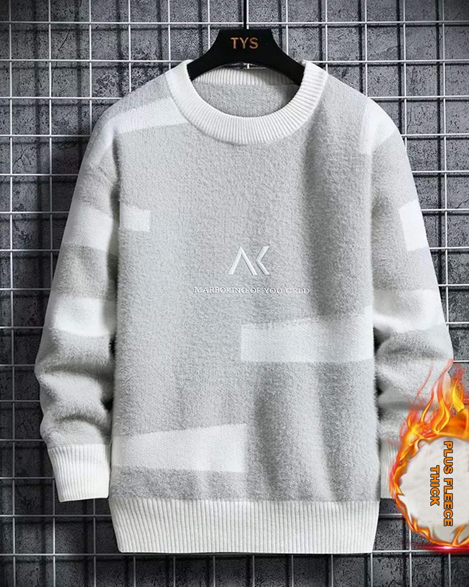 Two-Tone Crewneck Knit Jumper - Silver Grey, XXXL image