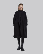 Long Notched Lapel Wrap Coat - Black, L image