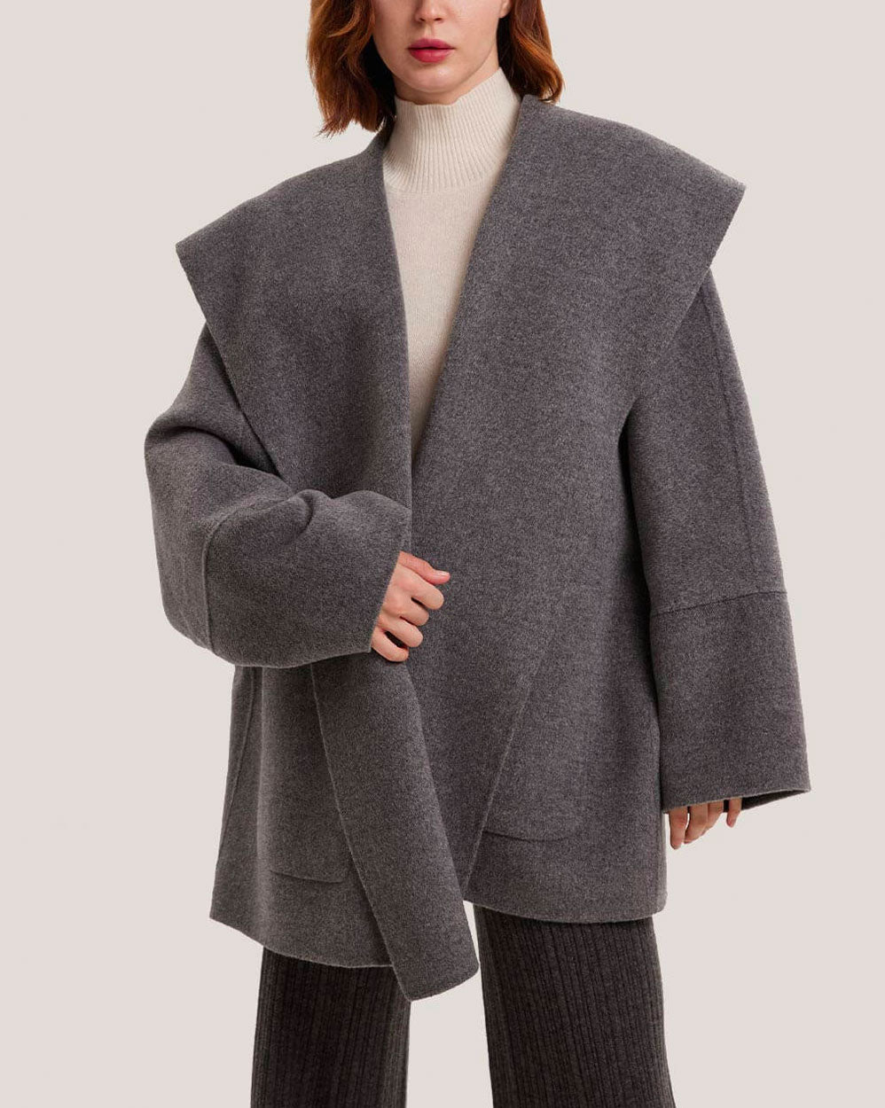 Wide Sleeve Short Wool Wrap Coat image 1