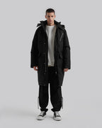 Hooded Extra Long Puffer Jacket - Black, L image