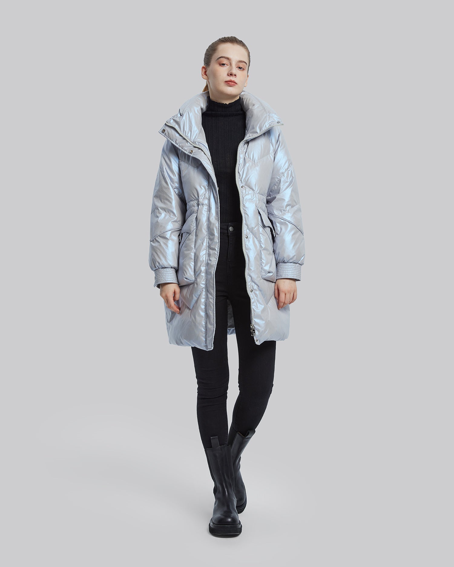 Water-Resistant Puffer Jacket - Silver, L image