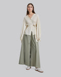 Wide Leg Pleated Pants - Tan, S image