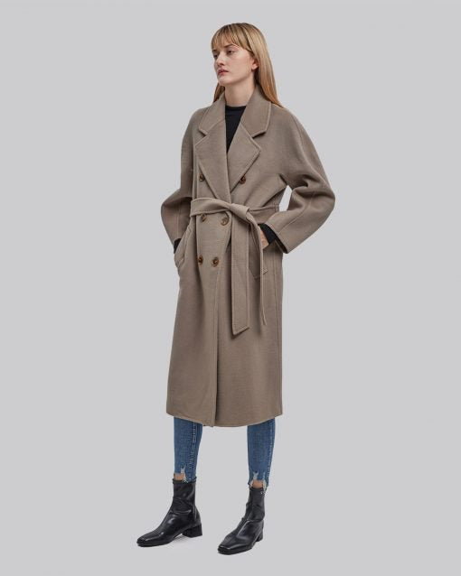 Slim-Fit Long Wool Coat - Grey, S image