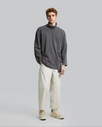 High Neck Asymmetric Sweatshirt - Dark Grey, M image