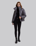 Faux-Leather Puffer Jacket - Grey, S image