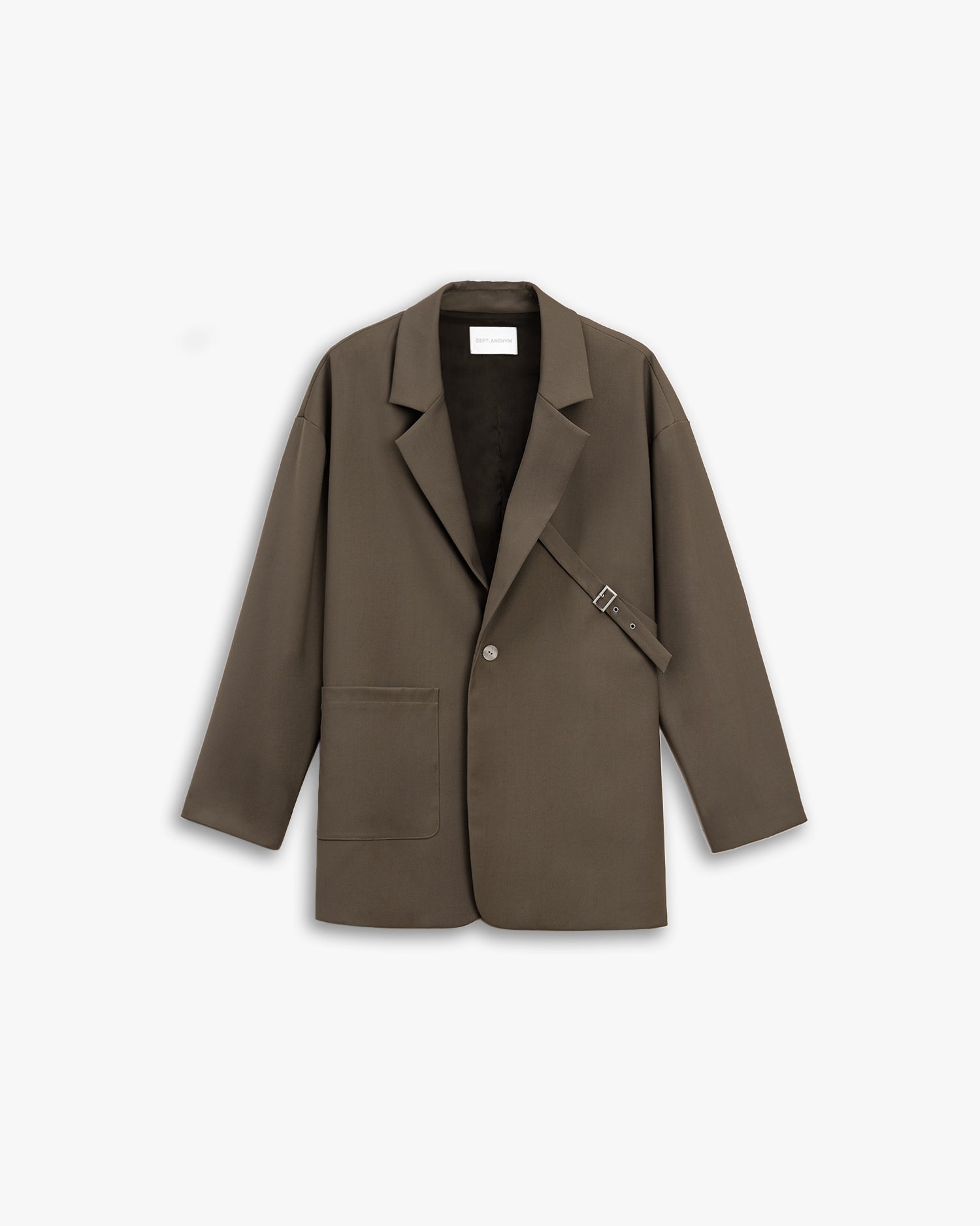 Side Strap Blazer - Dark Brown, M image