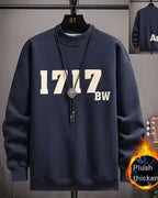 Layered Crewneck Letter Sweatshirt - Navy, XXXL image