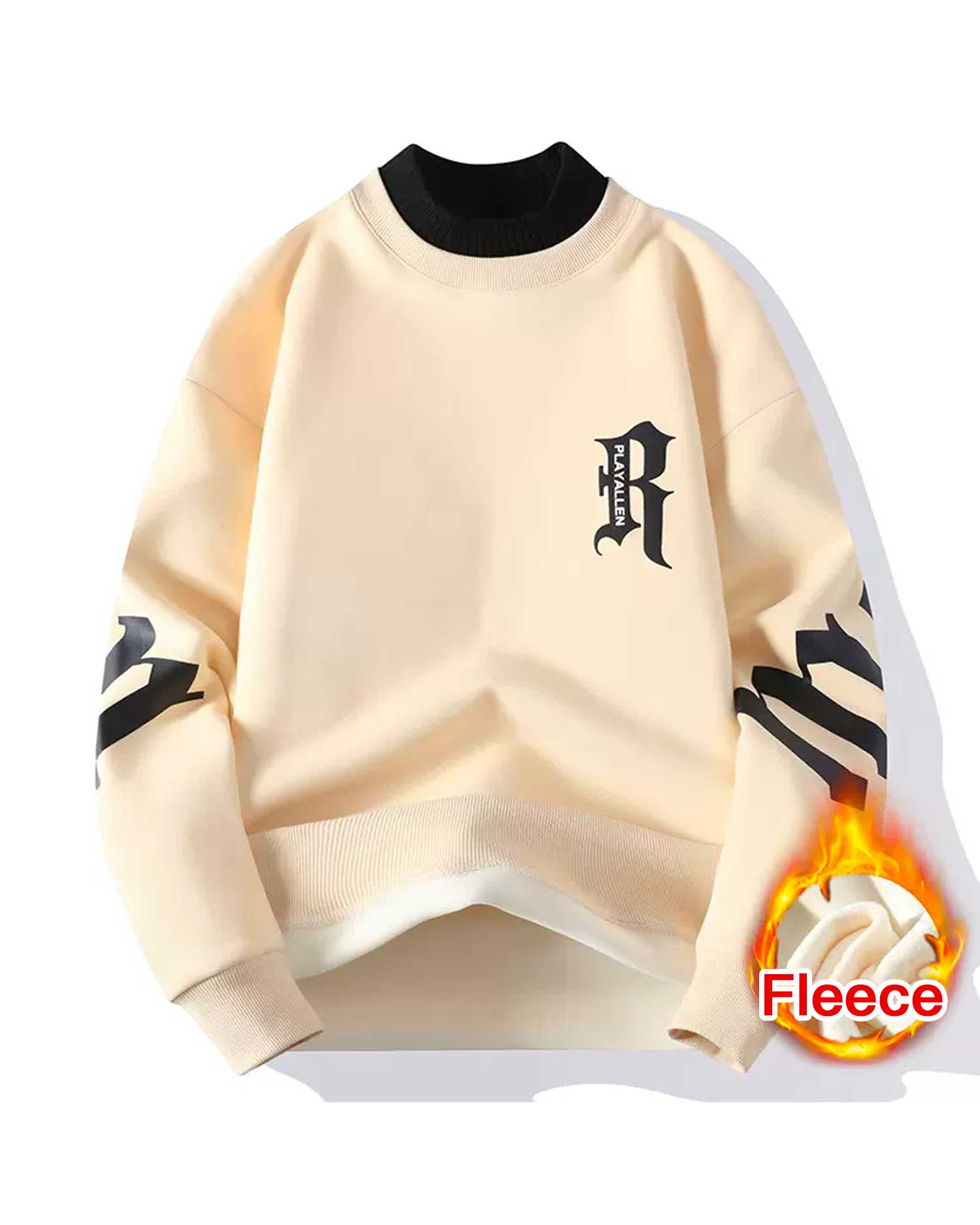 Fake Two-Piece Cotton Sweatshirt - Beige, L image