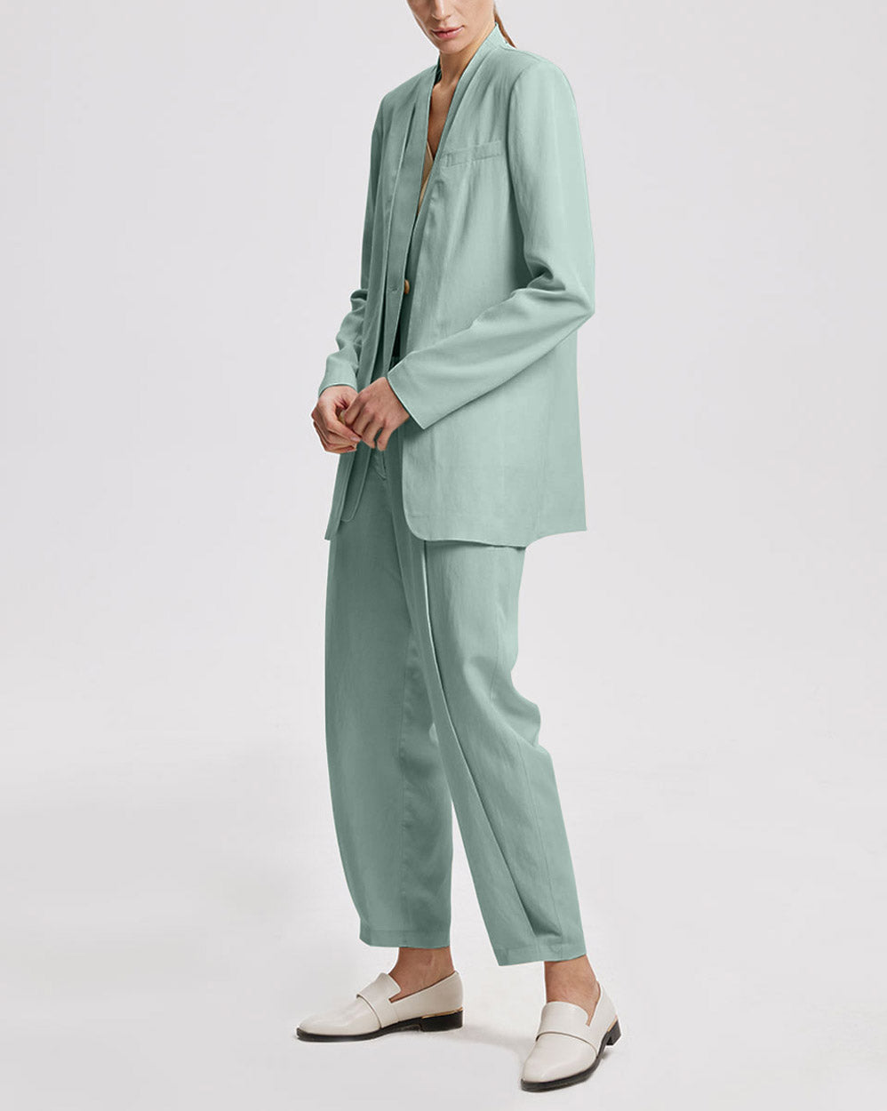 Linen Layered Blazer - Blue, S image