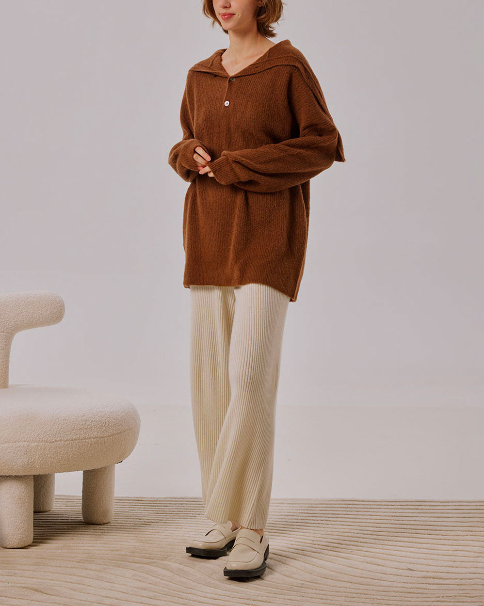 Wool Buttoned Pullover - Metal, S image