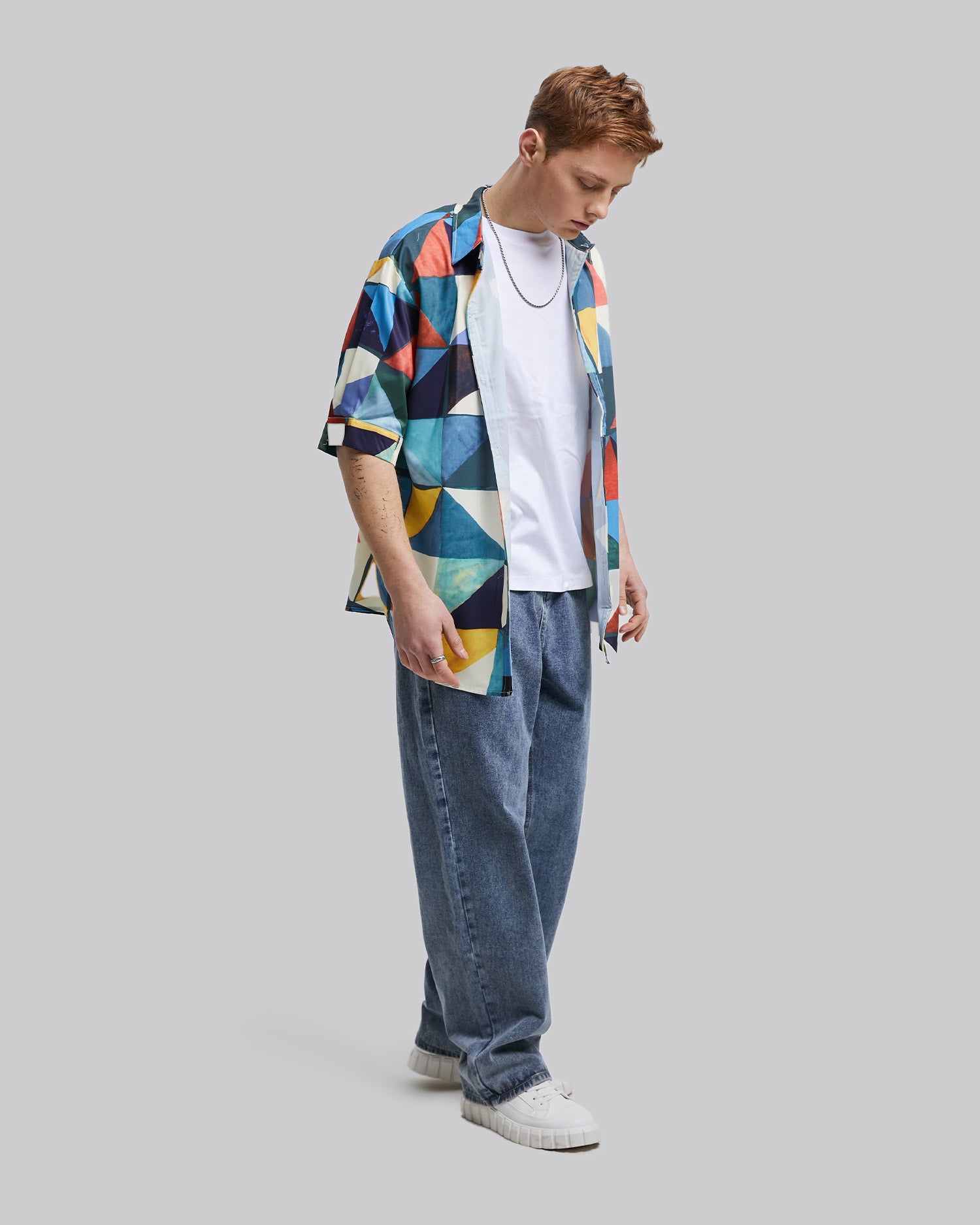 Multicolor Triangle Short Sleeve Shirt - Multiple Colour, M image