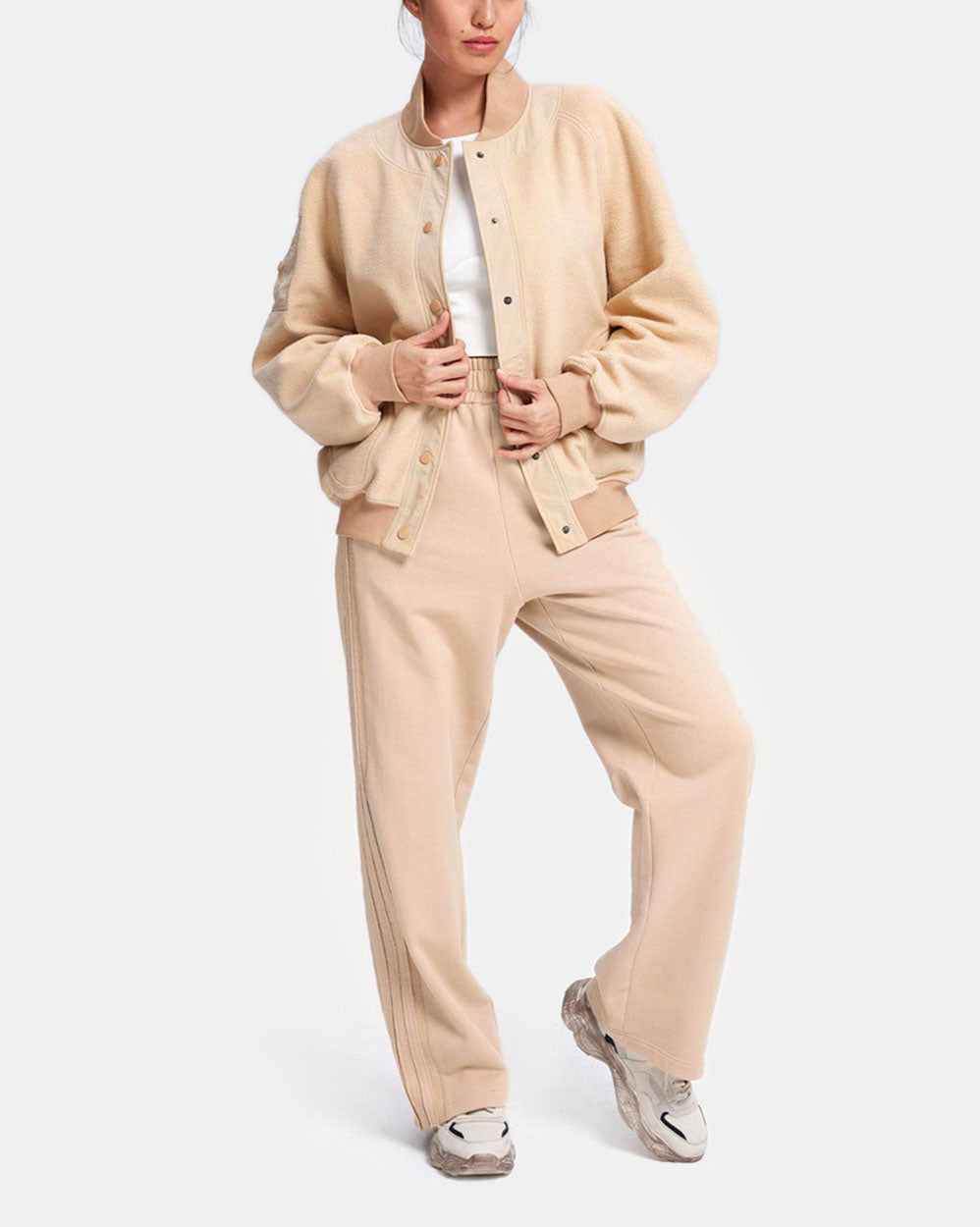 Side Strap Basic Sweatpants - Wheat, M image