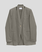 1 × Linen Layered Blazer - Gray, M image