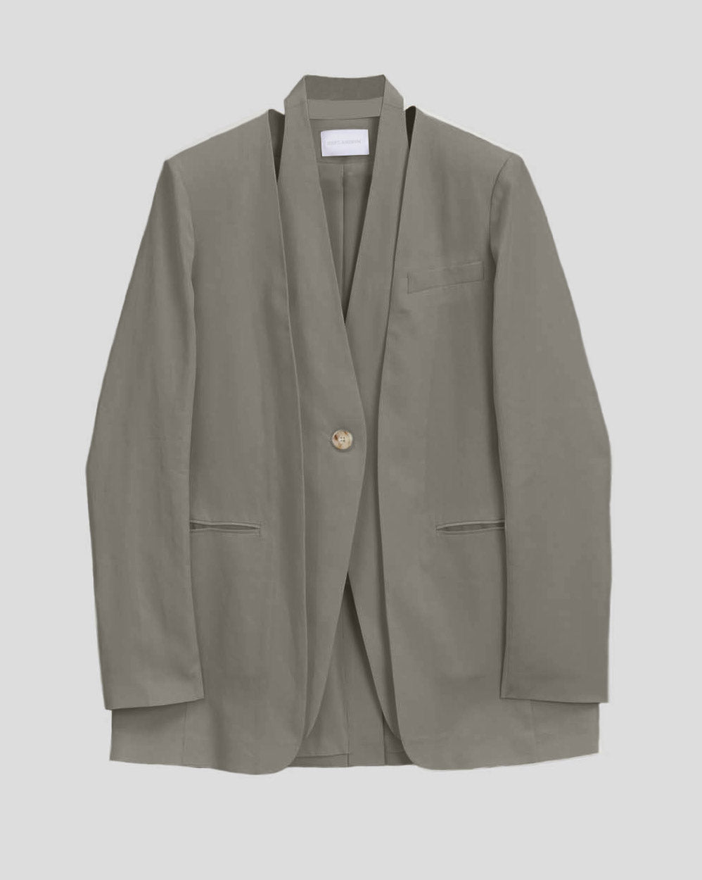 1 × Linen Layered Blazer - Gray, M image
