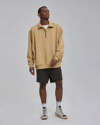 1 × Plain Half-Zip Sweatshirt - Khaki, M image