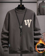 Layered Crewneck Letter Sweatshirt - Ash, M image