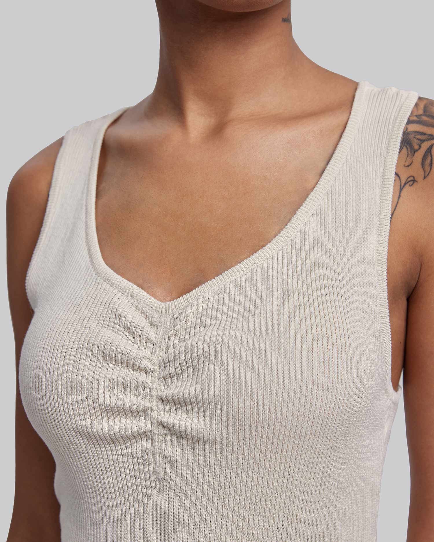 V-Neck Body-Suit in Beige image 3