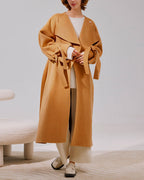 Tie Cuff Pure Wool Coat - Yellow-Gold, M image