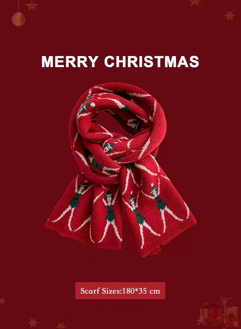 Soft &amp; Warm knitted Christmas scarf - Rust, OS image