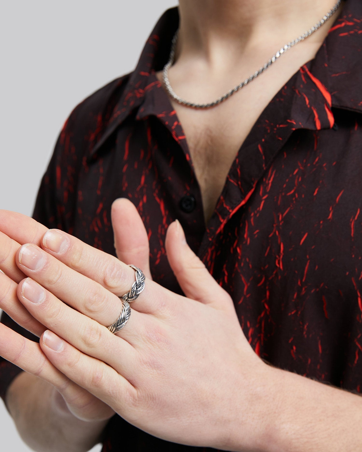 Silver Fine Details Braided-Ring - Silver, 5.5-7.5 image