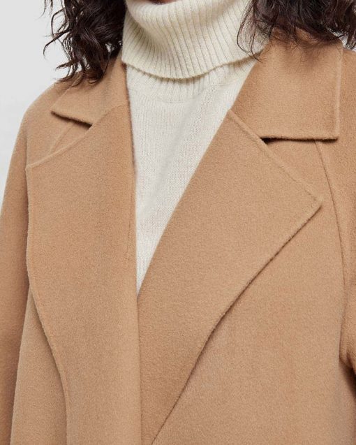 Long Notched Lapel Wrap Coat image 2