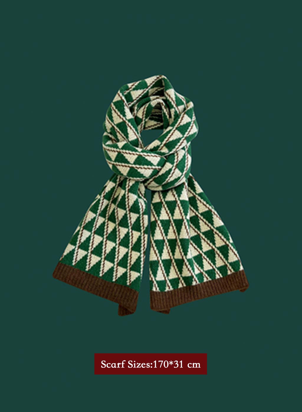 Winter Retro Warm Christmas Plaid Scarf - Crocodile, OS image