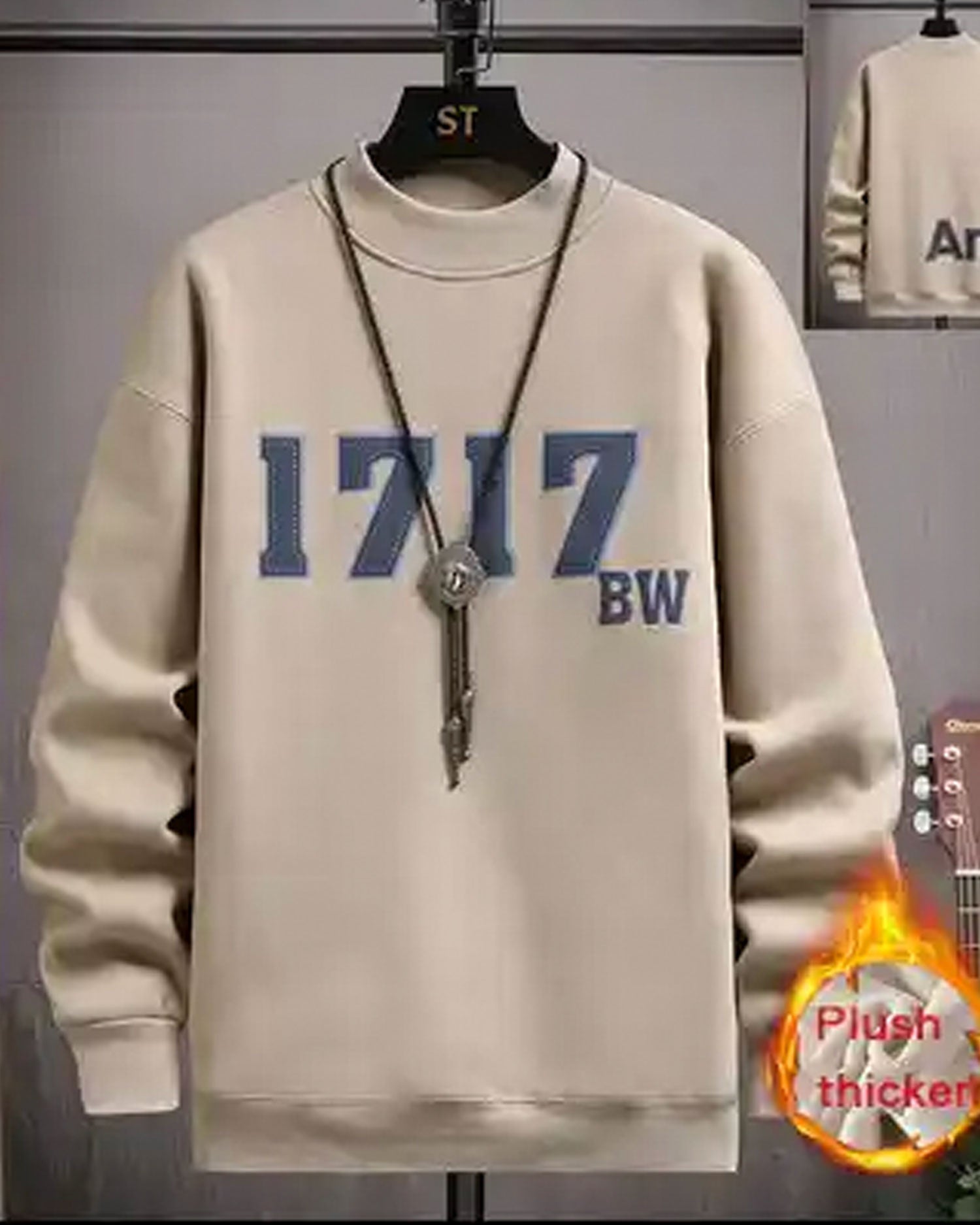 Layered Crewneck Letter Sweatshirt - Pastel yellow, XXXL image