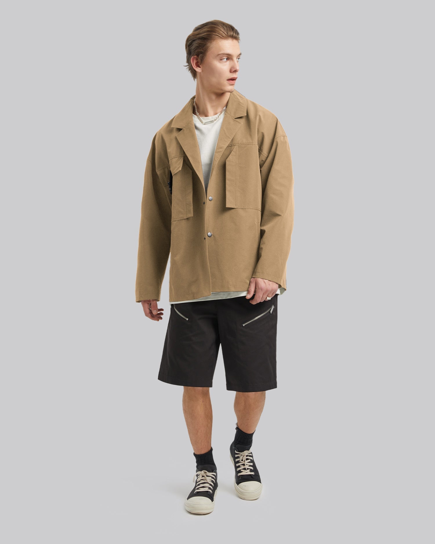 Buckle Pocket Blazer - Camel, M image