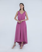 Silky Open Back Long Dress - Vivid Pink, OS image