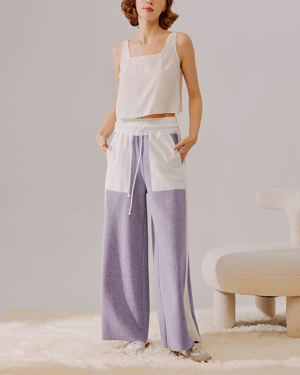 Drawstring Wide Leg Paneled Pants - Alto, M image