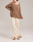 Pure Cashmere Batwing Sleeve Crew Sweater - Peanut Butter, L image